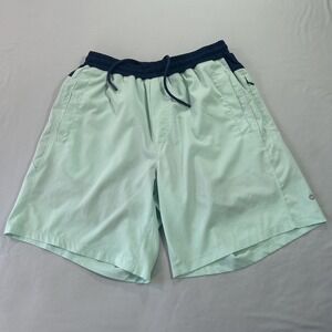 Freeballers Shorts Mens Large Green Blue Lined Drawstring Athletic Swim Trunks